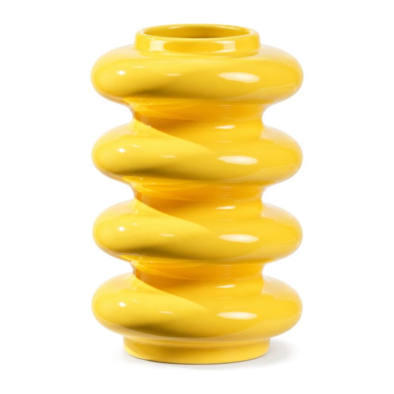 Wazon ceramiczny z pierścieniami 20 cm, spiralny, żółty lub zielony - zdjęcie główne