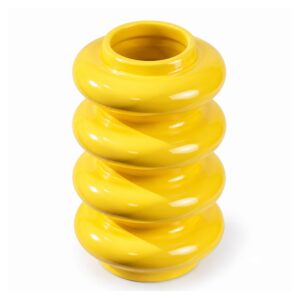 Wazon ceramiczny z pierścieniami 20 cm, spiralny, żółty lub zielony - wariant żółty