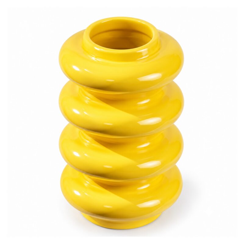 Wazon ceramiczny z pierścieniami 20 cm, spiralny, żółty lub zielony - wariant żółty
