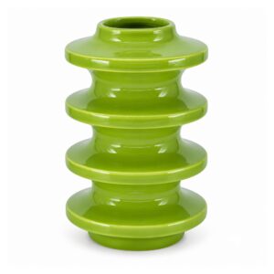 Wazon ceramiczny z pierścieniami 20 cm, spiralny, żółty lub zielony - wariant zielony