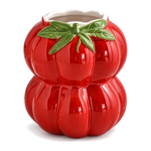 Wazon ceramiczny w kształcie pomidora, czerwony, 13,5 lub 19 cm - zdjęcie główne