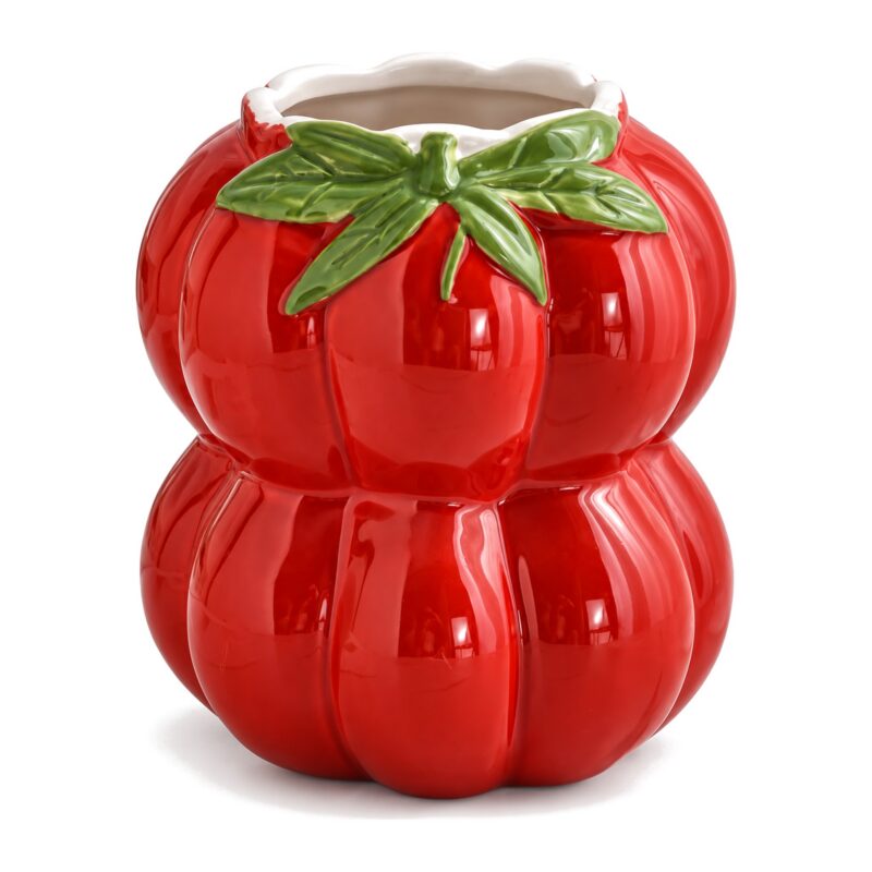Wazon ceramiczny w kształcie pomidora, czerwony, 13,5 lub 19 cm - zdjęcie główne