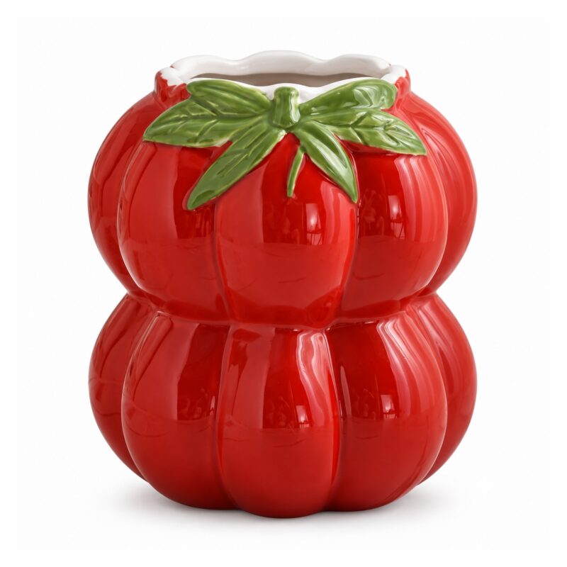Wazon ceramiczny w kształcie pomidora, czerwony, 13,5 lub 19 cm - wariant duży 19 cm