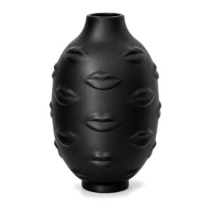Wazon ceramiczny z reliefem ust 25 cm, matowy, na suche kwiaty - zdjęcie główne