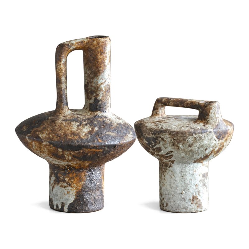 Wazon ceramiczny rustykalny z efektem rdzy, do suszonych kwiatów - widok produktu