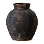 Wazon ceramiczny rustykalny w stylu wabi-sabi, czarny lub rdzawy - zdjęcie główne