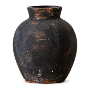 Wazon ceramiczny rustykalny w stylu wabi-sabi, czarny lub rdzawy - zdjęcie główne