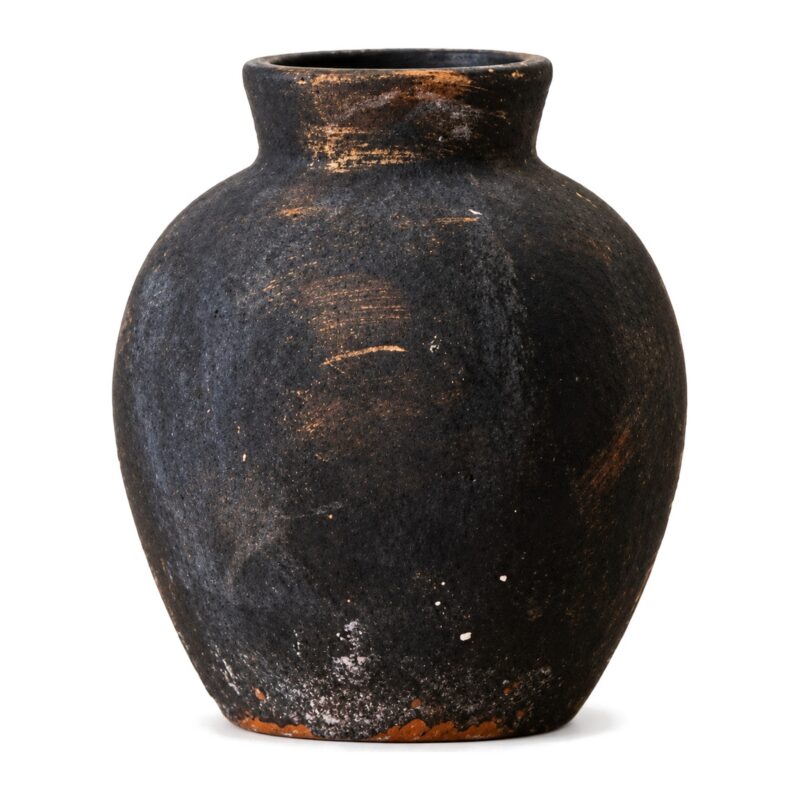 Wazon ceramiczny rustykalny w stylu wabi-sabi, czarny lub rdzawy - zdjęcie główne