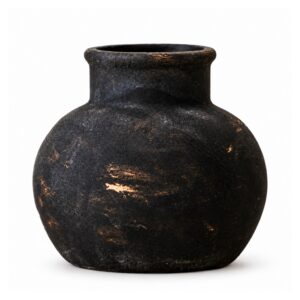 Wazon ceramiczny rustykalny w stylu wabi-sabi, czarny lub rdzawy - wariant czarny, 15 x 15 x 14 cm
