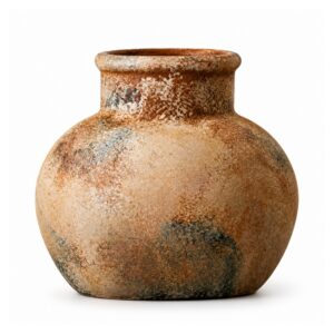 Wazon ceramiczny rustykalny w stylu wabi-sabi, czarny lub rdzawy - wariant rdzawy, 15 x 15 x 14 cm