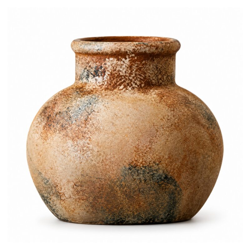 Wazon ceramiczny rustykalny w stylu wabi-sabi, czarny lub rdzawy - wariant rdzawy, 15 x 15 x 14 cm