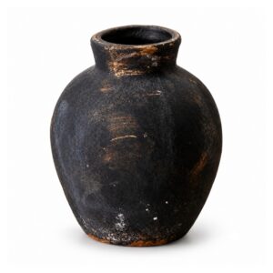 Wazon ceramiczny rustykalny w stylu wabi-sabi, czarny lub rdzawy - wariant czarny, 12,7 x 12,7 x 15 cm