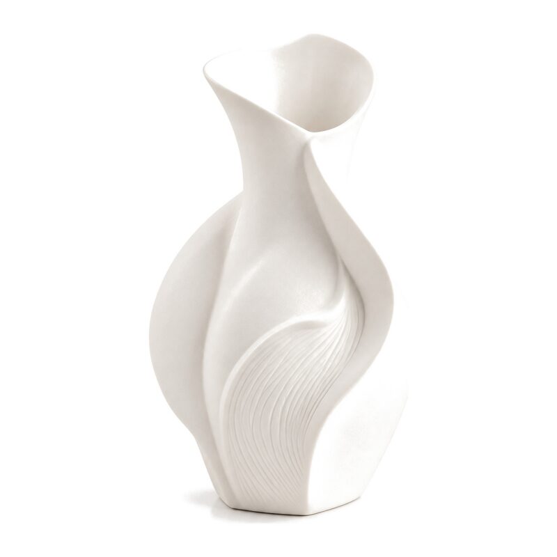 Wazon ceramiczny rzeźbiony w kształcie liści 18 cm, nowoczesny - zdjęcie główne