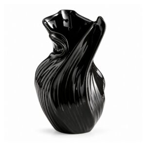 Wazon ceramiczny skręcony, rzeźbiarska forma 17,5 cm, nowoczesny - wariant czarny