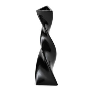 Wazon ceramiczny skręcony, smukły, trójkątny, czarny lub biały - zdjęcie główne