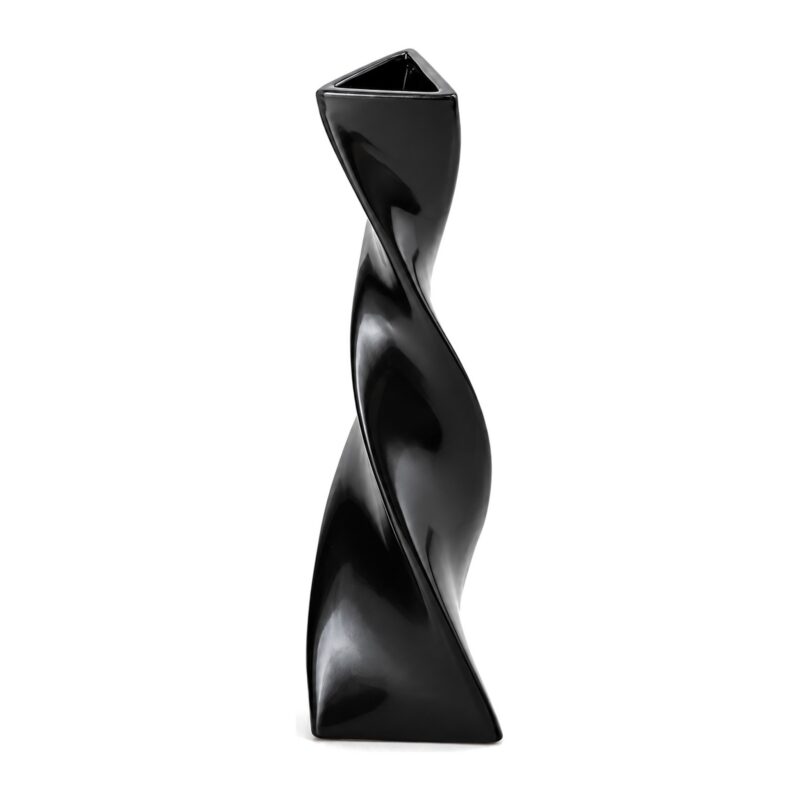 Wazon ceramiczny skręcony, smukły, trójkątny, czarny lub biały - zdjęcie główne