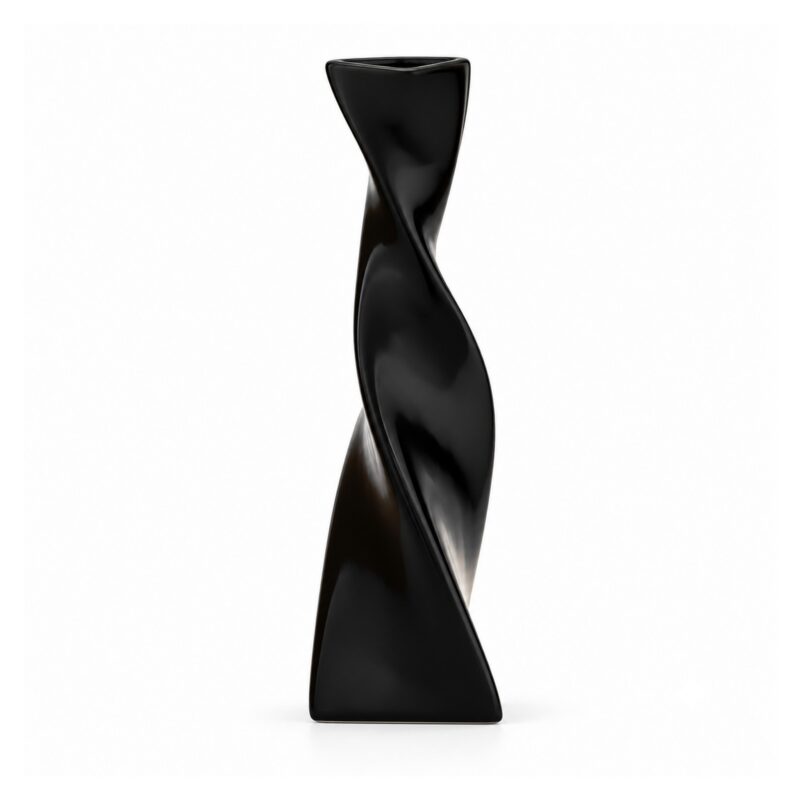 Wazon ceramiczny skręcony, smukły, trójkątny, czarny lub biały - wariant czarny, 18,5 cm