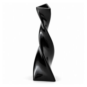 Wazon ceramiczny skręcony, smukły, trójkątny, czarny lub biały - wariant czarny, 27 cm