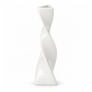 Wazon ceramiczny skręcony, smukły, trójkątny, czarny lub biały - wariant biały, 22,5 cm