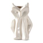 Wazon ceramiczny sowa 21 cm, biały, geometryczny, styl skandynawski - zdjęcie główne