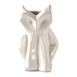 Wazon ceramiczny sowa 21 cm, biały, geometryczny, styl skandynawski - zdjęcie główne