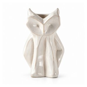 Wazon ceramiczny sowa 21 cm, biały, geometryczny, styl skandynawski - wariant wariant