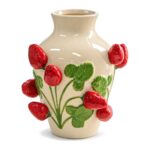 Wazon ceramiczny z truskawkami 3D, kremowy, 25 lub 28,5 cm - zdjęcie główne