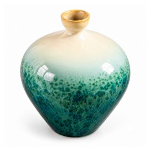 Wazon ceramiczny turkusowy z kremowym szkliwem 22 cm, kulisty - wariant wazon 22 cm