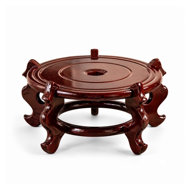 Wazon ceramiczny turkusowy z kremowym szkliwem 22 cm, kulisty - wariant podstawka pod wazon
