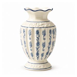 Wazon ceramiczny vintage w niebieskie wzory, 18,5 lub 23,5 cm - wariant niebieski brzeg, 18,5 cm