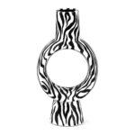 Wazon ceramiczny zebra z otworem, czarno-biały, geometryczny 20-30 cm - zdjęcie główne