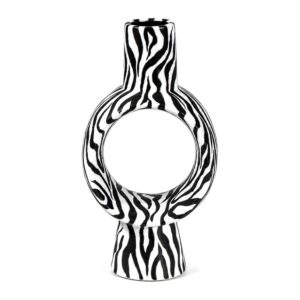 Wazon ceramiczny zebra z otworem, czarno-biały, geometryczny 20-30 cm - zdjęcie główne