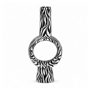 Wazon ceramiczny zebra z otworem, czarno-biały, geometryczny 20-30 cm - wariant 30,5 cm