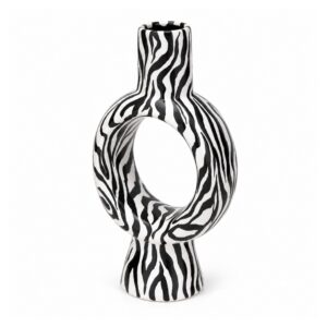 Wazon ceramiczny zebra z otworem, czarno-biały, geometryczny 20-30 cm - wariant 25 cm