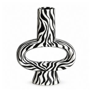 Wazon ceramiczny zebra z otworem, czarno-biały, geometryczny 20-30 cm - wariant 20 cm