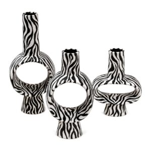 Wazon ceramiczny zebra z otworem, czarno-biały, geometryczny 20-30 cm - widok produktu