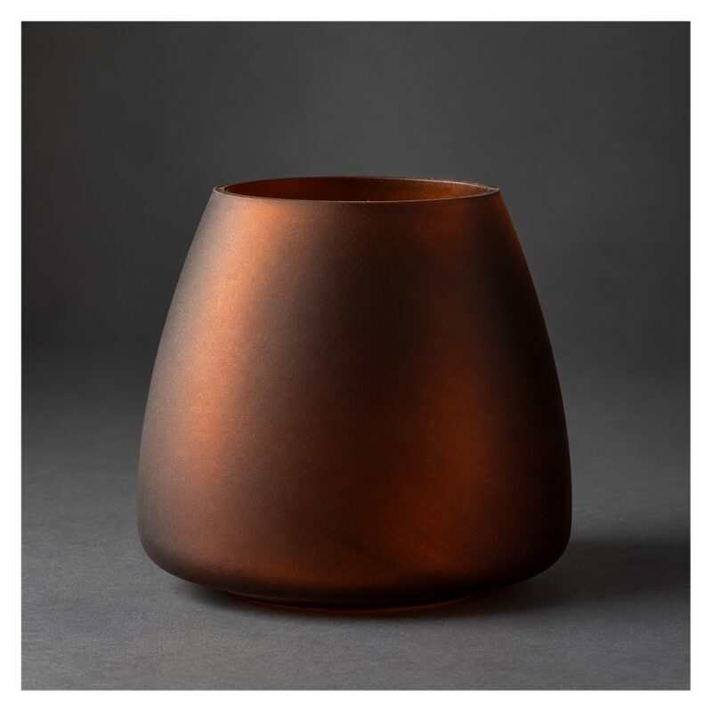 Wazon z matowego szkła, nordycki, bursztynowy lub biały, 3 kształty - wariant bursztynowy, wazon 18 cm