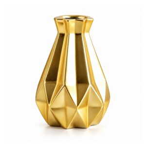 Wazon porcelanowy geometryczny diament, złoty, czarny lub różowy - wariant złoty, 22 cm