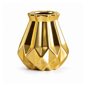 Wazon porcelanowy geometryczny diament, złoty, czarny lub różowy - wariant złoty, 11,8 cm