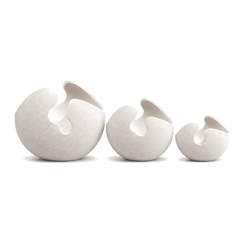 Wazon ceramiczny skorupka jajka z białej porcelany, 3 rozmiary - trzy rozmiary skorupek obok siebie