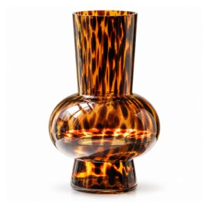 Wazon szklany w cętki szylkretowe, bursztynowy, 20-25 cm, 4 formy - wariant forma B, 23 cm
