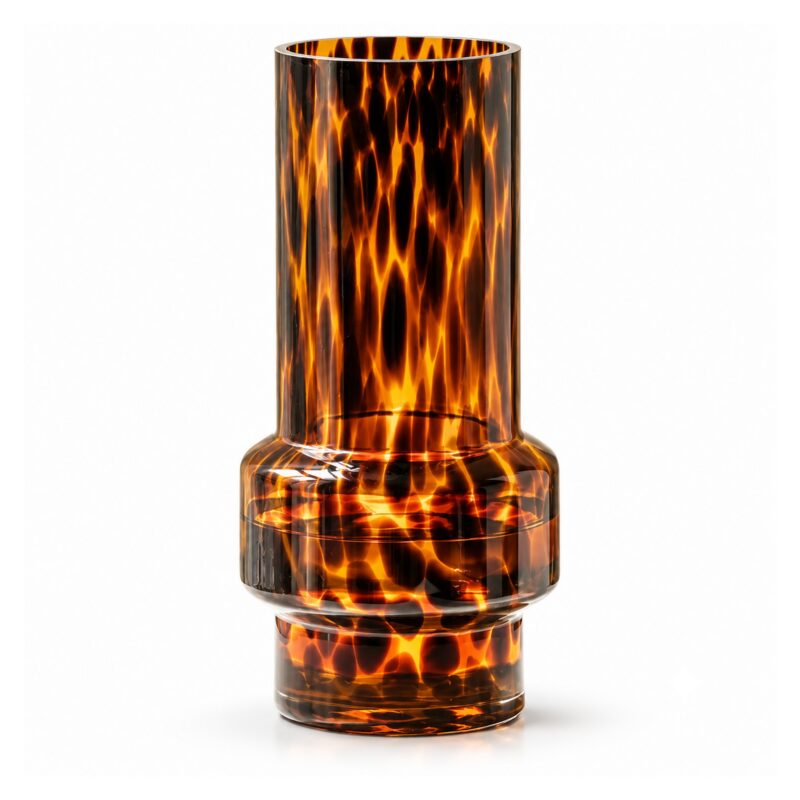 Wazon szklany w cętki szylkretowe, bursztynowy, 20-25 cm, 4 formy - wariant cylinder C, 25 cm