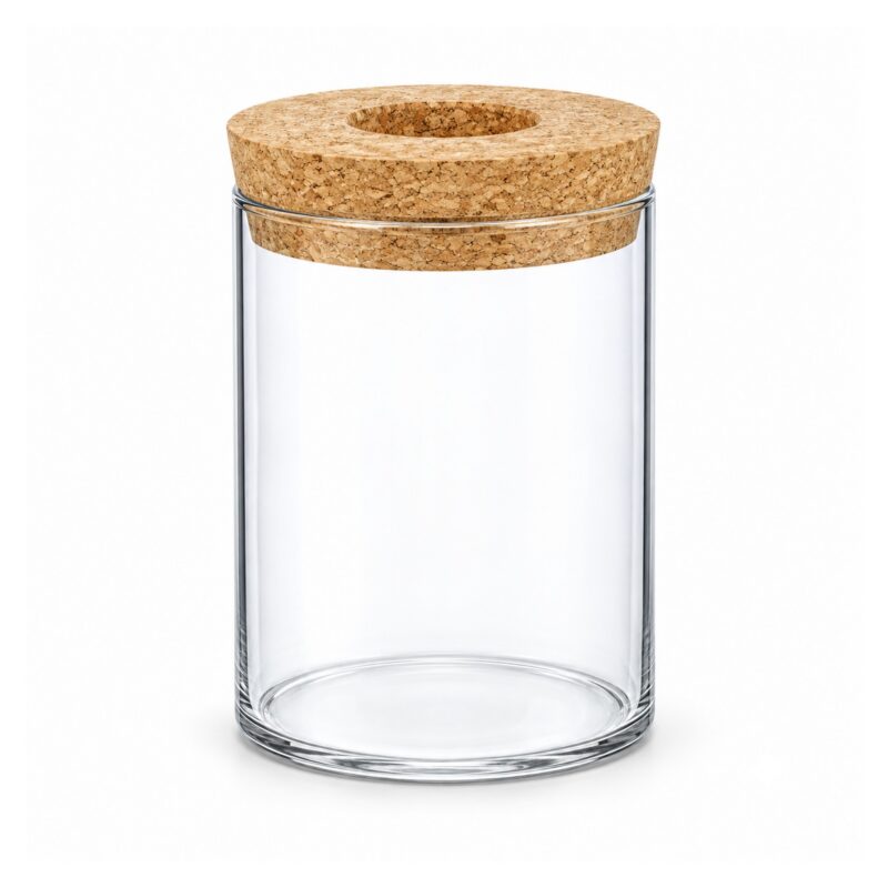 Wazon szklany do hydroponiki z korkiem, stożek lub walec, 9,5-12 cm - wariant walec 12 cm