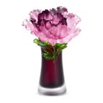 Wazon szklany w kształcie piwonii 28 cm, różowo-fioletowy, szkło odlewane - zdjęcie główne