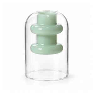 Wazon szklany z podwójną ścianką, kolorowy wkład, 12 lub 18,6 cm - wariant A - 12 cm, 100 ml, miętowy