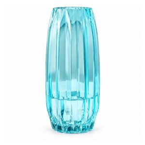 Wazon szklany ryflowany na kwiaty, niski 20 cm lub wysoki 28,5 cm - wariant błękitny, wysoki 28,5 cm