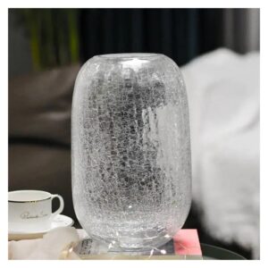 Wazon szklany z efektem spękanego lodu, dmuchany ręcznie, 22 lub 27,5 cm - wariant przezroczysty, cylindryczny 27,5 cm