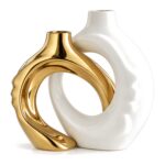 Wazony ceramiczne pierścienie, zestaw 2 szt., złoto lub srebro, 22 cm - zdjęcie główne