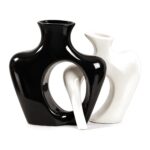 Zestaw 2 splecionych wazonów ceramicznych 19 cm, para, nowoczesny - zdjęcie główne
