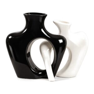 Zestaw 2 splecionych wazonów ceramicznych 19 cm, para, nowoczesny - zdjęcie główne